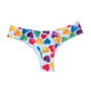 Multicolored heart-patterned underwear on a white background