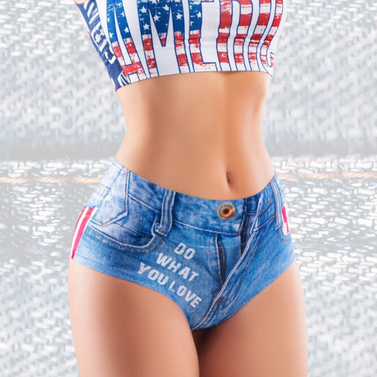 memème DENIM BOOTY - Jeans American Flag - HIGH WAISTED BRIEF Panty for Women
